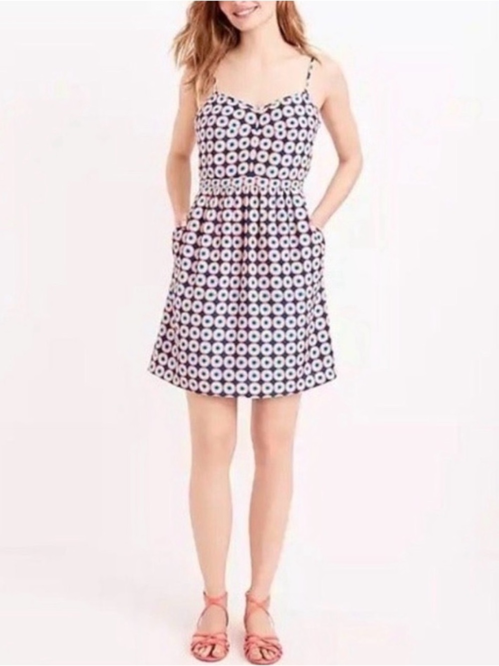 J. Crew Geometric Print Dress Fully Lined Pockets Sz 10 EUC